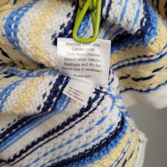 Appleseed's Sweater Women's Size XL 100% Cotton Yellow Blue Striped GrandmaCore - Picture 11 of 11
